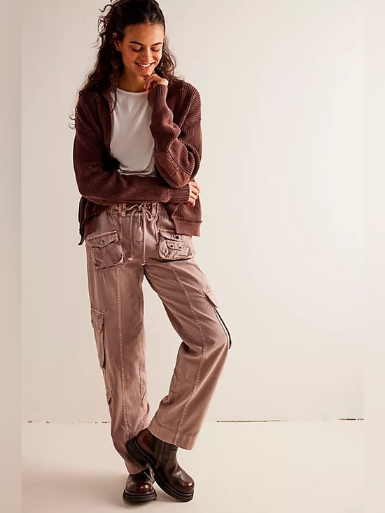 Free People Pants - Free People Tahiti Pull-On Cargo Pants In Cashmere Size L